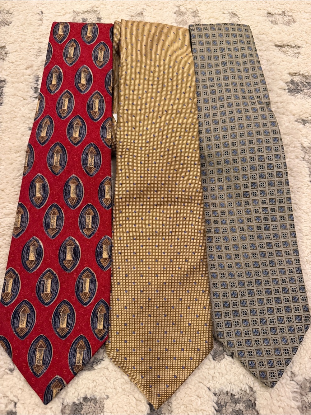 Robert Talbott Gold Silk Tie with Small Blue Dot Pattern